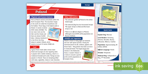 KS2 Poland Fact File - Geography (teacher Made) - Twinkl