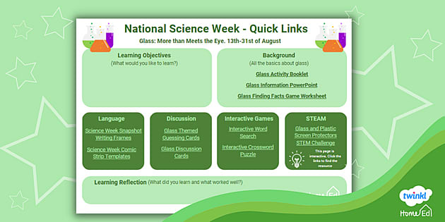 FREE! - National Science Week Quick Link Planner - Twinkl