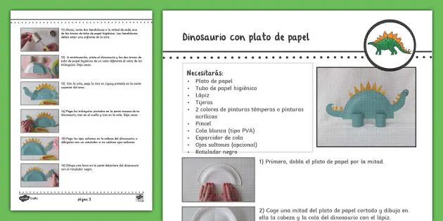 Manualidad: Dinosaurio con plato de papel - Twinkl
