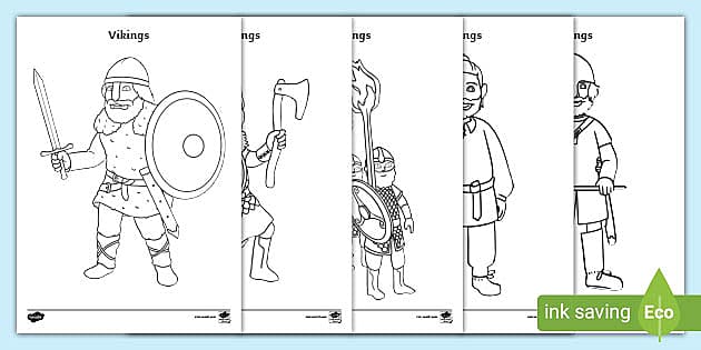 Viking Men Colouring Cut Outs (teacher made) - Twinkl