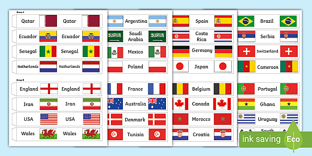 2022 Men's World Cup Country Name and Flags Wristbands