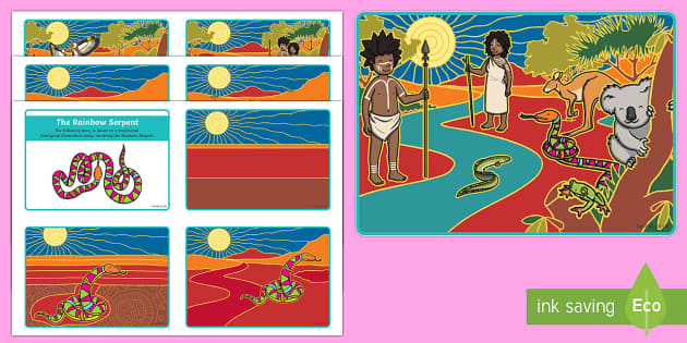 free-the-rainbow-serpent-story-sequencing-cards-twinkl