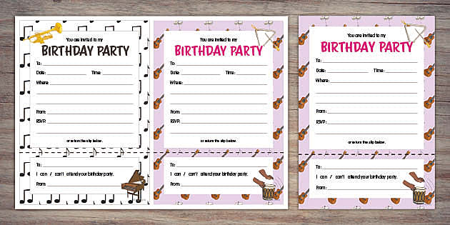 Birthday Party Invitation Cards (teacher made) - Twinkl