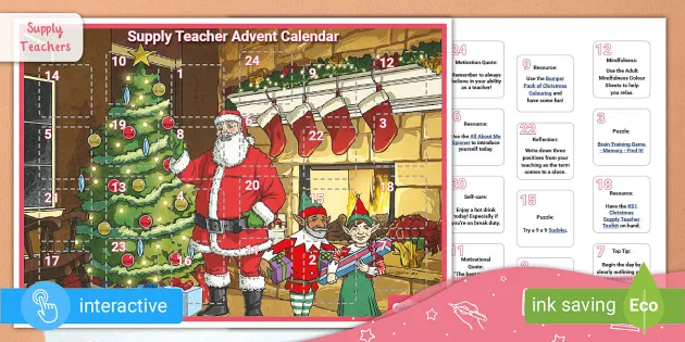 Supply Teacher Advent Calendar (Teacher-Made) - Twinkl