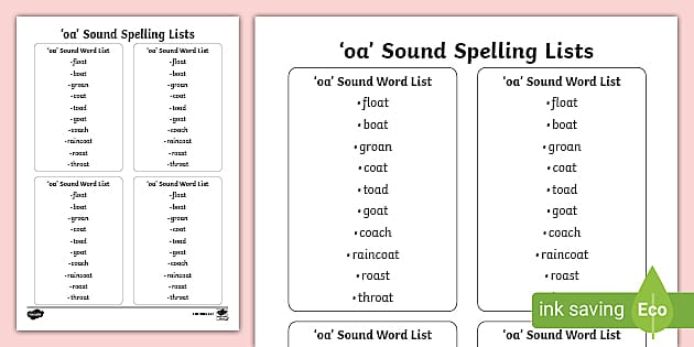 oa Sound Word List