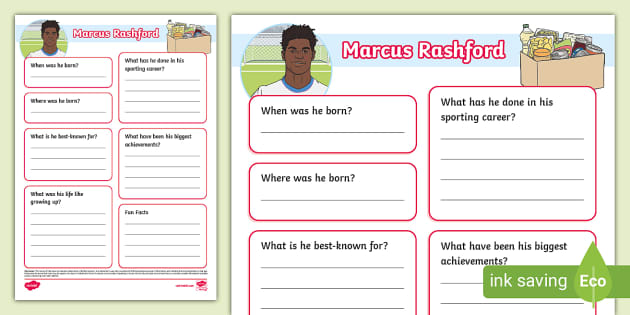 Marcus Rashford Fact File Template (teacher Made) - Twinkl