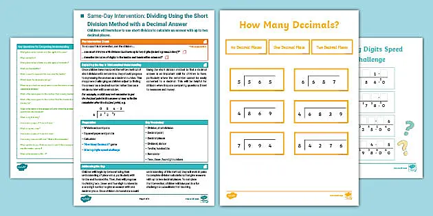 👉 Y6 Intervention: Using Short Division With A Decimal Answer