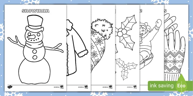 Winter Picture and Word Colouring Sheets | Twinkl - Twinkl