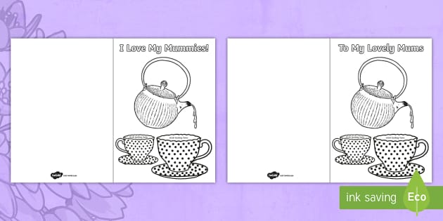 I Love My Mums Tea for Two Mother's Day Cards Gift Card Template