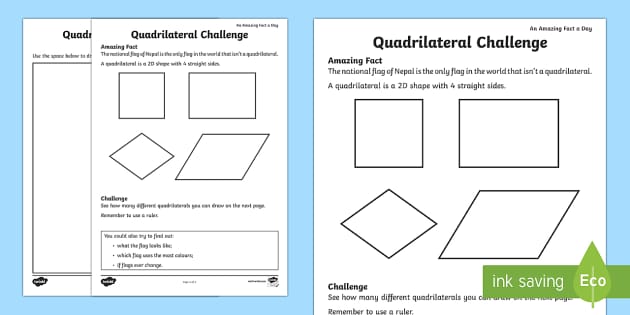 quadrilateral worksheet challenge teacher made