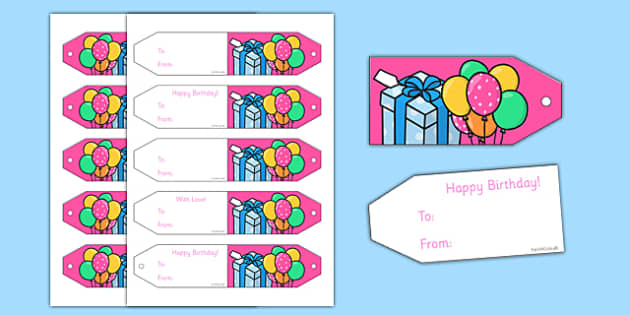 Self adhesive birthday gift labels