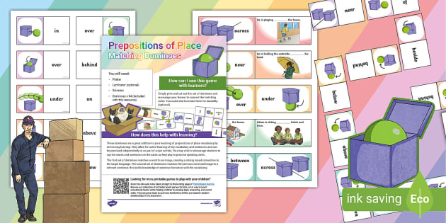 Prepositions of Place Matching Dominoes Game for Learners of EAL