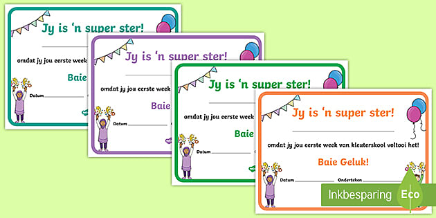 Eerste week toekenning sertifikate (teacher made) - Twinkl