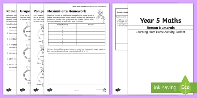 year 5 maths roman numerals activity booklet teacher made