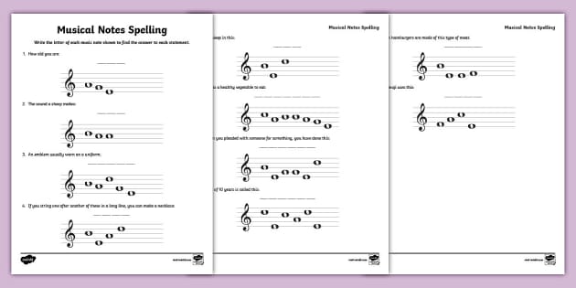 Musical Notes Spelling Activity (teacher made) - Twinkl