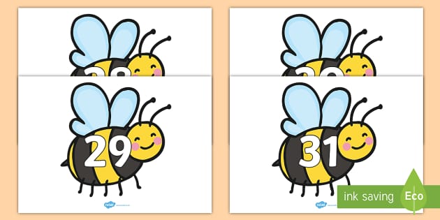 Numbers 0-31 on Bees (teacher made) - Twinkl