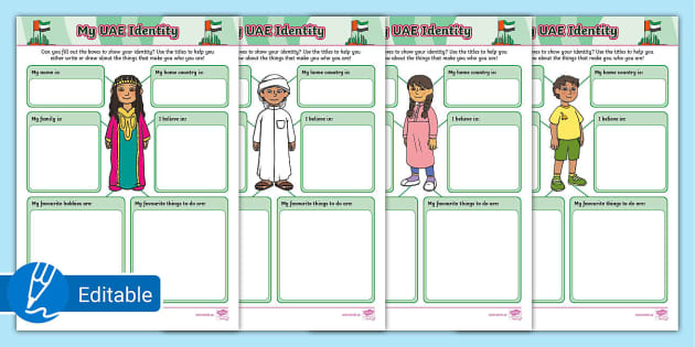 My UAE Identity Activity Sheet (teacher made) - Twinkl