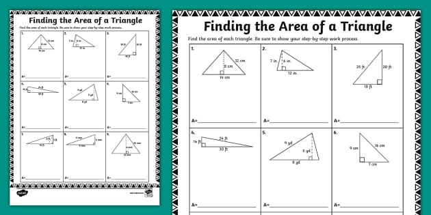Seventh Grade Finding Area of a Triangle - Twinkl