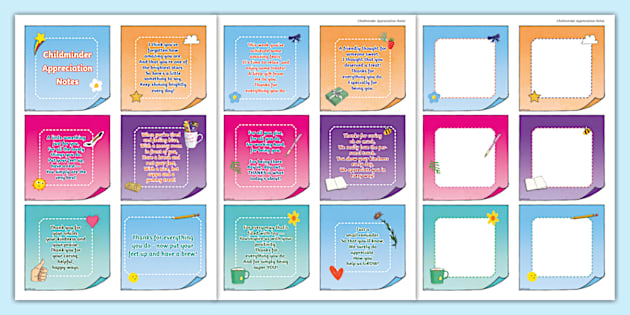 Childminder Appreciation Sticky Notes Pack (teacher made)