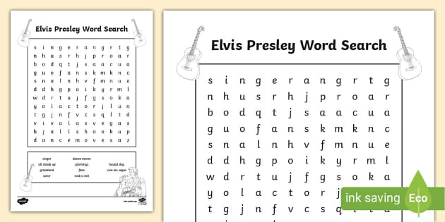  Elvis Presley Word Search