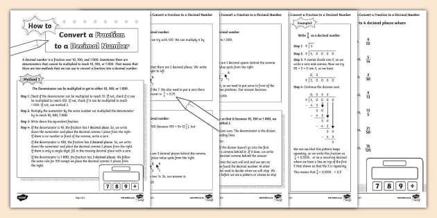 Convert Fraction To Decimal Notes And Activity Sheet Convert Fraction To Decimal Notes And Activity Sheet