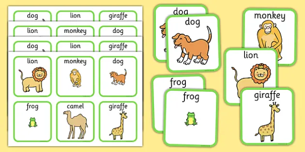 Zoo Animals Matching Cards Esl Zoo Animals Vocabulary Game