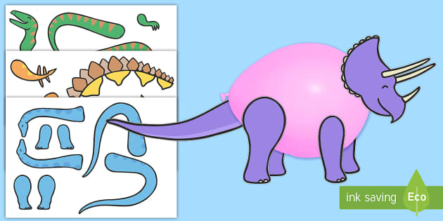 Dinozauri din baloane - Activitate: Decupează și lipește