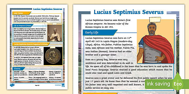 KS2 All About Lucius Septimius Severus Fact File