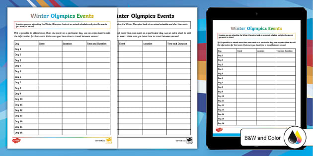 Winter Olympics Events Activity (teacher made) - Twinkl