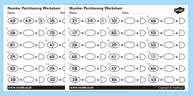 tens and ones number separation worksheet teacher made