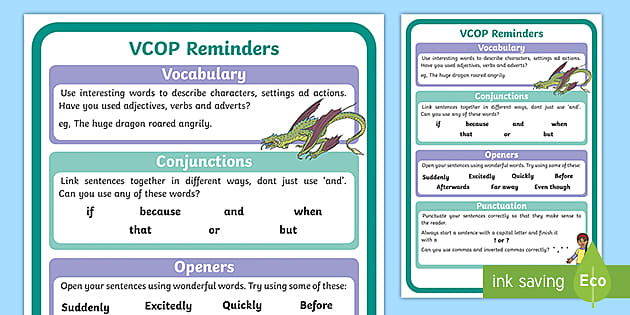 VCOP Reminder Poster (teacher made) - Twinkl