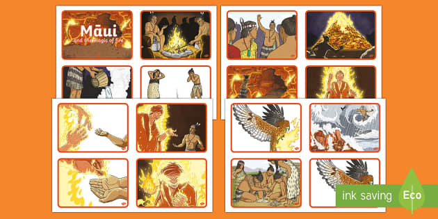 Māui and the Magic of Fire Story Sequencing Cards - Maui Myths