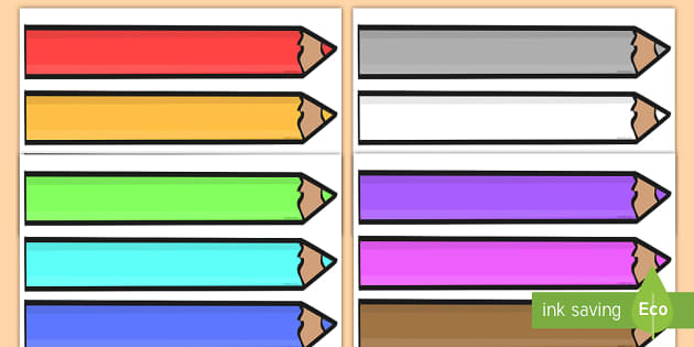 editable colored pencil display cut outs pencil label