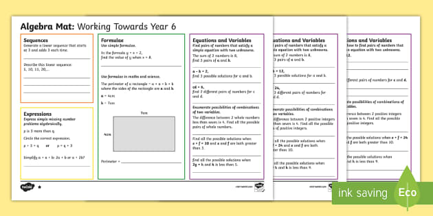 ks2 algebra differentiated maths mats primary resource