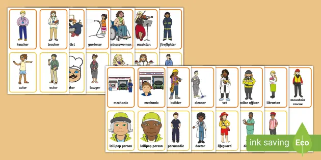 24単語収録！英語フラッシュカード | 職業 | 子供の教材