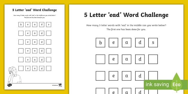 5 Letter 'ead' Word Challenge (teacher made) - Twinkl