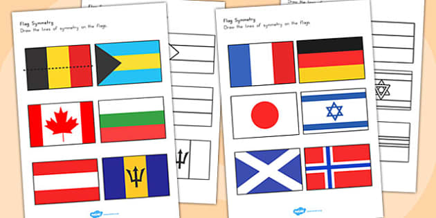 FREE! - Flag Symmetry Worksheets (teacher made) - Twinkl