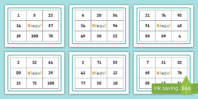 Bingo - Numbers (1-100) - Comprar em Tudo para teachers