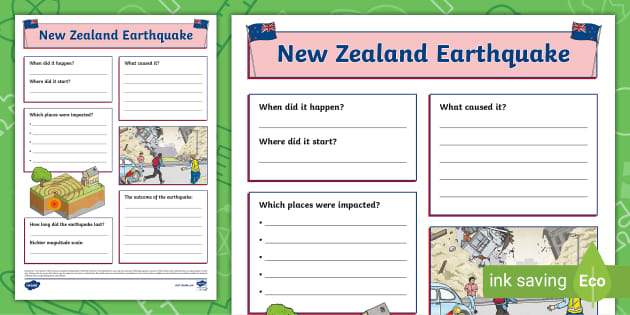 New Zealand Earthquake Fact File Template (teacher made)