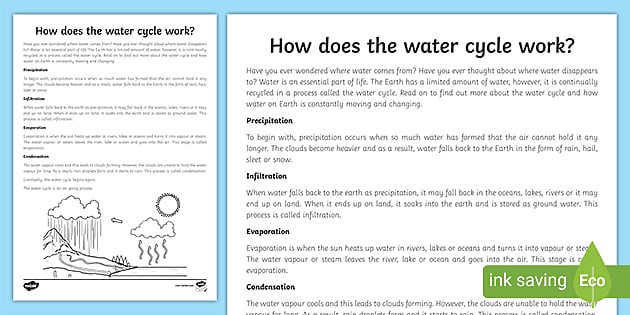 water cycle writing assignment