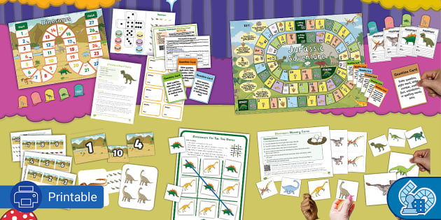 FREE! - Dinosaur Games Resource Pack - Twinkl Board Games