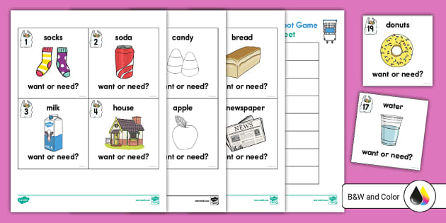 Wants Vs. Needs Scoot Activity (teacher Made) - Twinkl