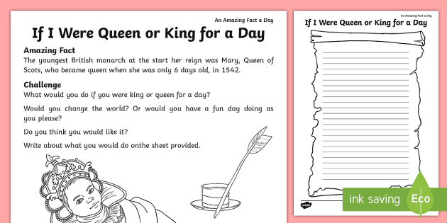 if i were queen or king for a day worksheet worksheet
