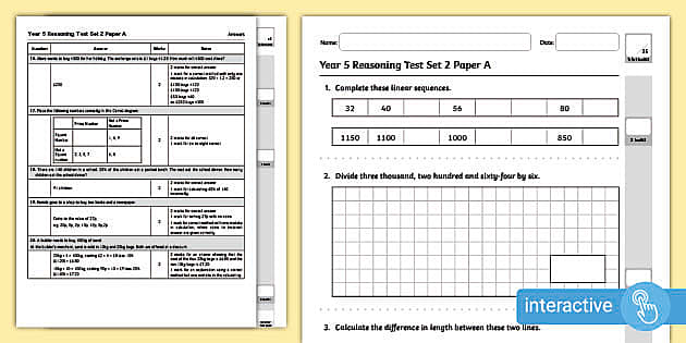 Reasoning/Problem Solving Maths Worksheets for Year 5 (age 9-10