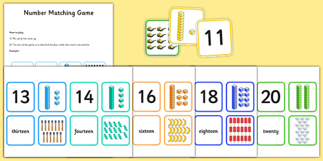 Number Matching Cards 11-20