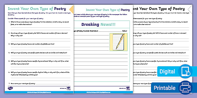 Invent Your Type of Poetry Activity USA