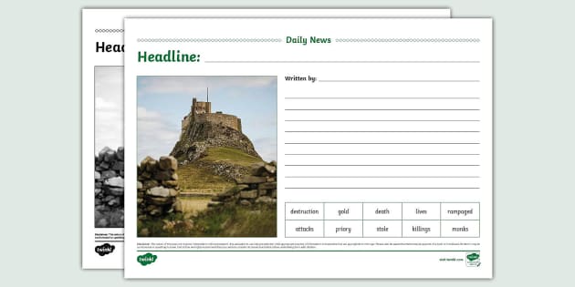 Viking Attack on Lindisfarne Newspaper Writing Template