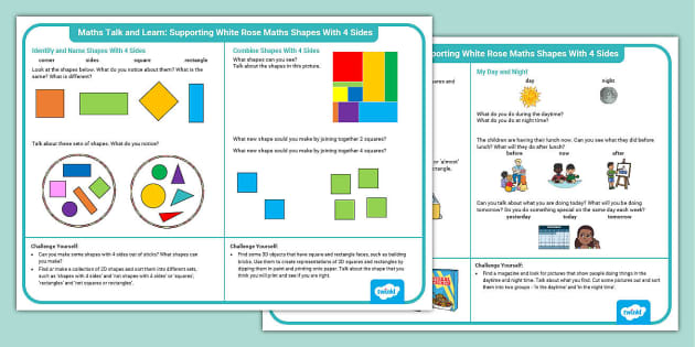 👉 Talk and Learn White Rose Maths Shapes With 4 Sides | Twinkl