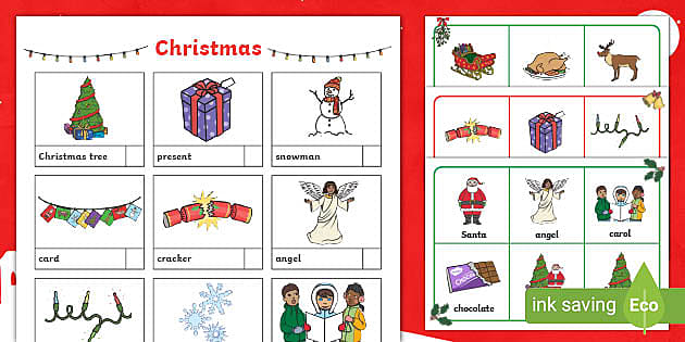Christmas Bingo Game  Cut and Paste Activities Bingo Template