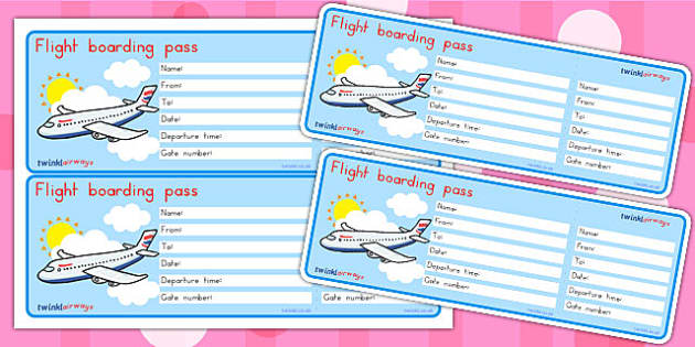 Editable Airline Pass Classroom Resource teacher Made 